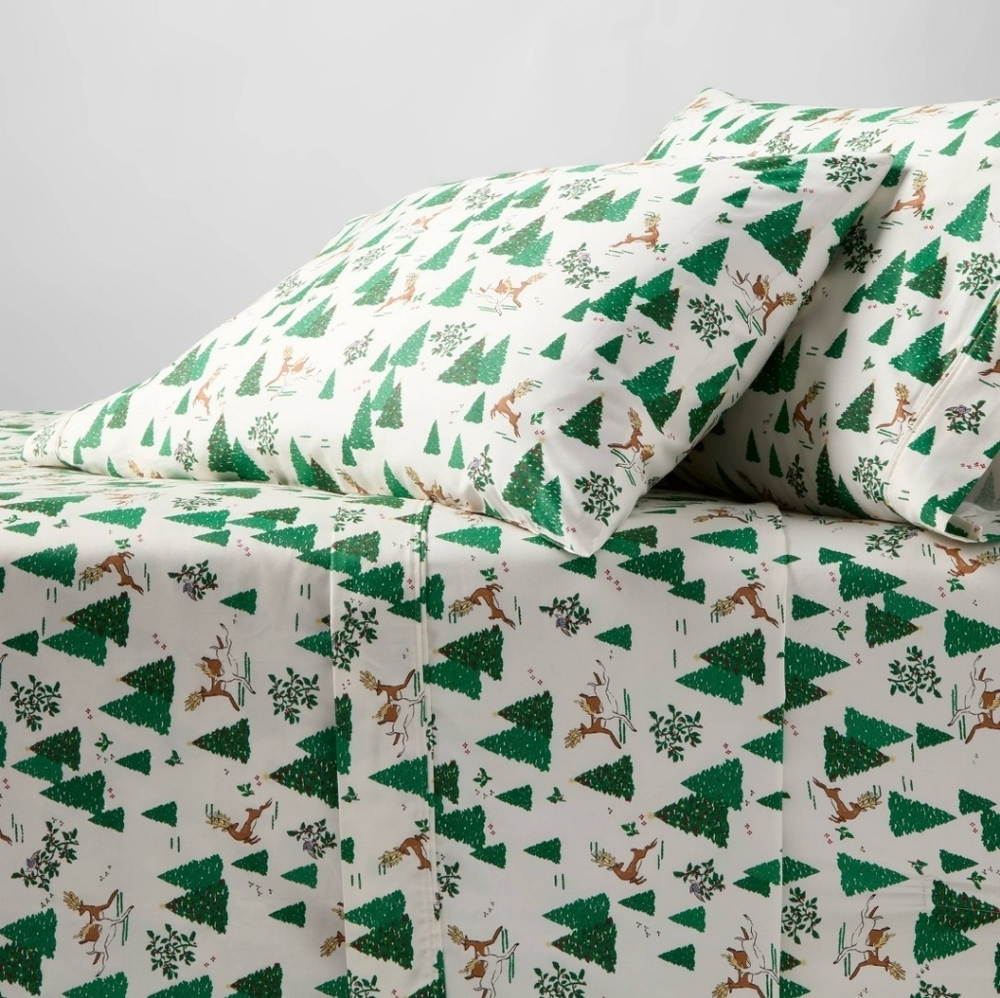 NWT Threshold Full Winter Scene Performance Sheet Set 400TC Christmas Holiday